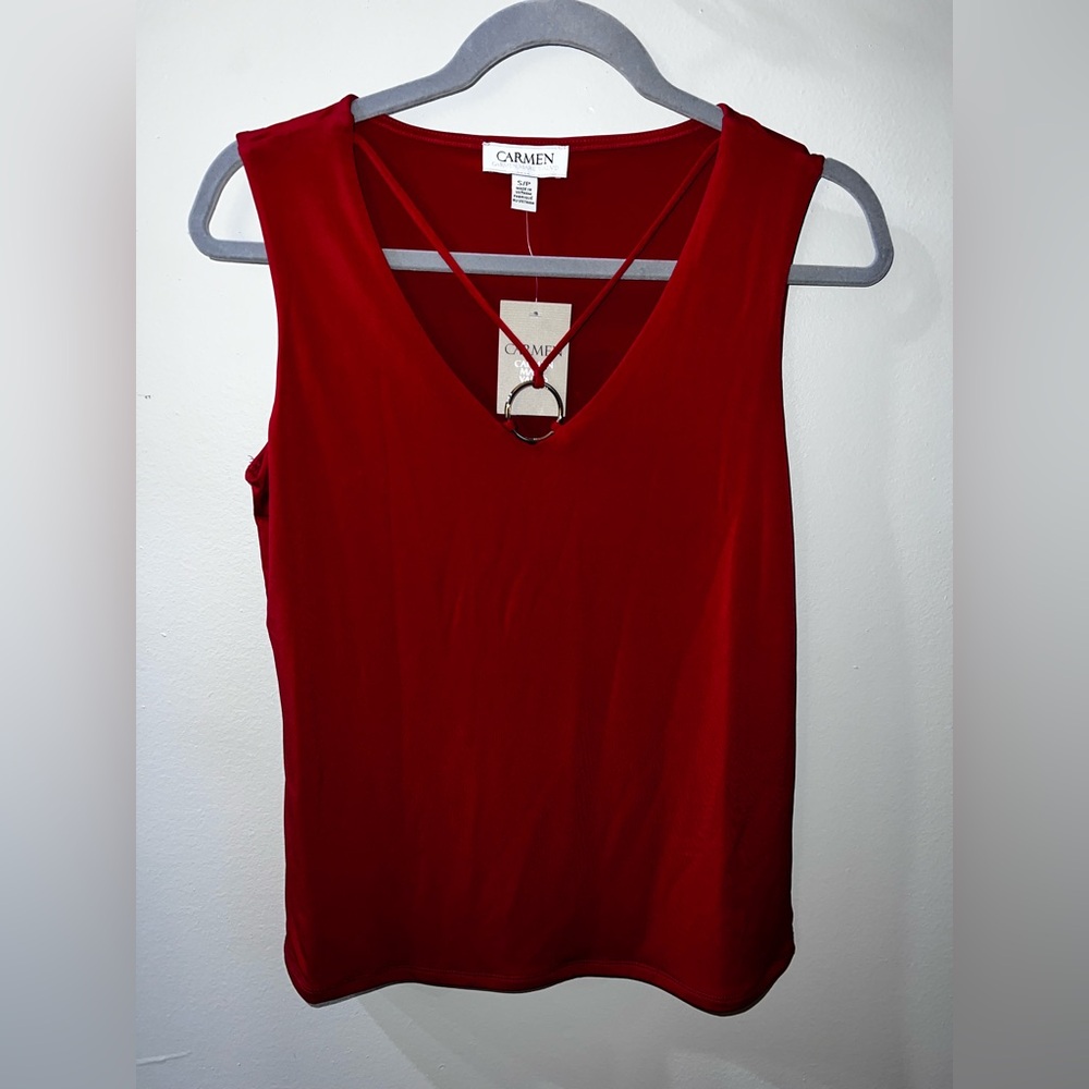 Carmen Marc Valvo Vivid Red Tank Top